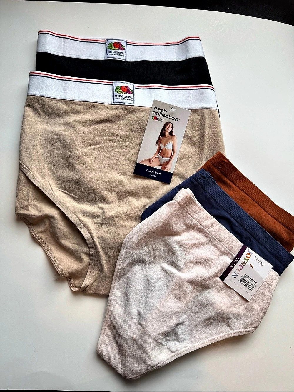 NWT Size XXL Women's Panty Lot Joyspun Seamless Thongs & Fruit of the Loom Bikin